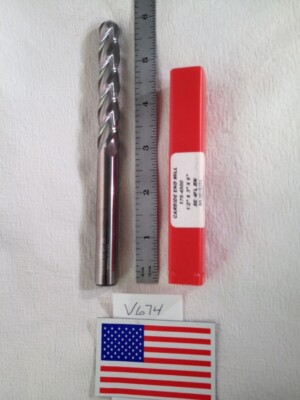 1 NEW HTC 1/2'' DIAMETER CARBIDE END MILL. 175-4500. 4 FL BALL. 3'' LOC (V674)