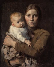 Vintage Mother and Child Painting Reproduction Giclee Print on Fine Art Paper