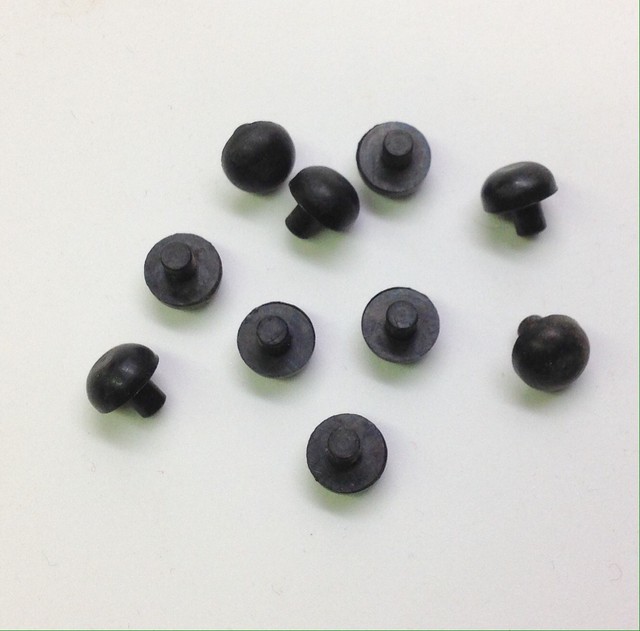 10 Piano Rubber Buttons/Bumpers, Black, 3/8" diameter, 5/32
