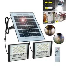 1-4Pcs Solar Powered LED Double Lights Garage Shed Light Garden Indoor Bedroom