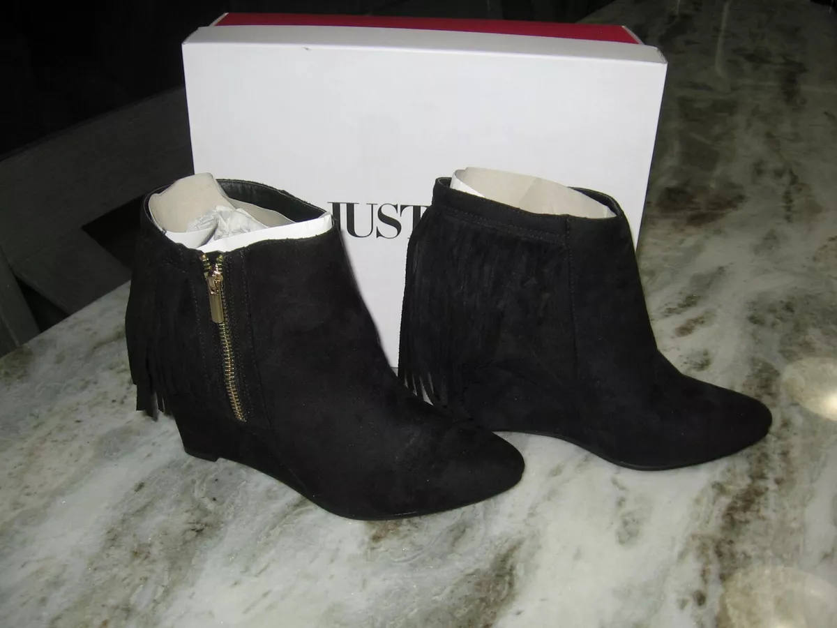 Justfab top fringe boots