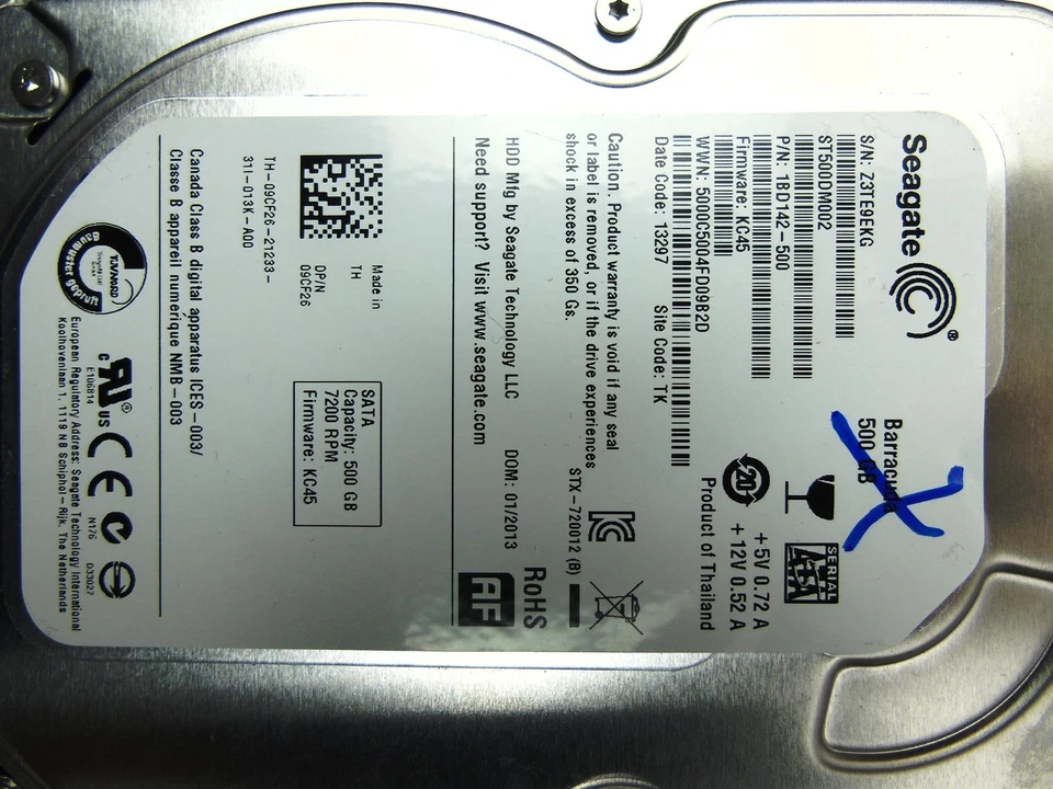 Dell Seagate 500GB ST500DM002, 7.2K, 3.5" SATA HDD Hard Drive - 09CF26, 9CF26 - Image 2 of 4