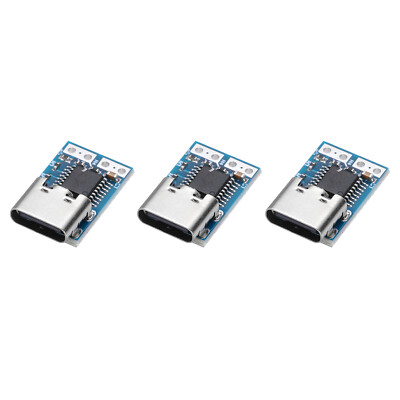 3Pcs USB-C PD 12V DC Fixed Voltage Power Trigger Module,0.7x0.4'' 5A Type-C, Blue