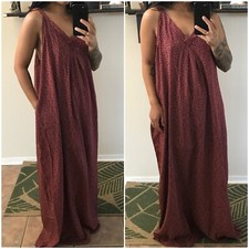 NWOT Strappy V Neck Sleeveless Flowy Pockets Loose Maxi Beach Dress Sundress L