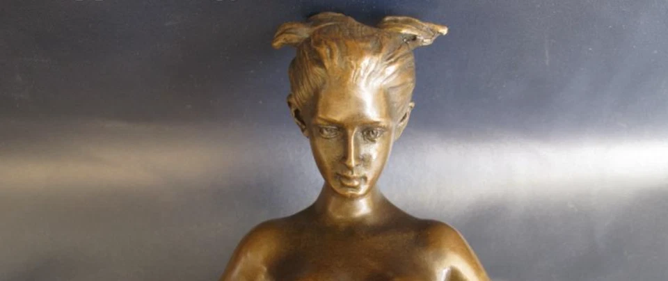 Vintage Bronze Sculpture Statue Woman Nude J.Patoue Decor Art Deco Rare Lady - Image 4 of 4