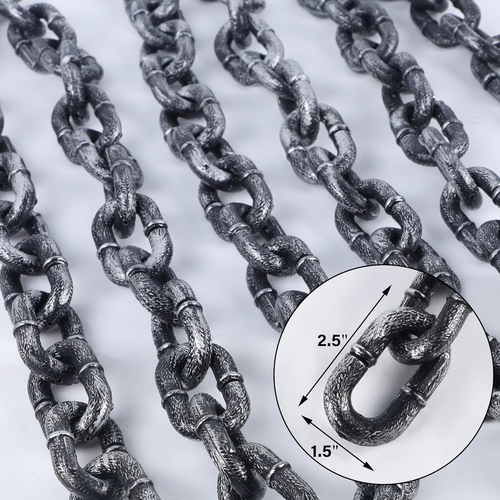 2 Pcs 6 FT Halloween Props Fake Chains Plastic Chain Links Creepy Costumes Decor - Picture 2 of 7