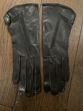 Vintage Black Leather 1940s 30s 50s Gloves 6.5 Fownes