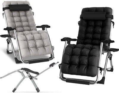 Zero Gravity Chair Heavy Duty Outdoor Reclining Garden Sun Lounger WITH CUSHION