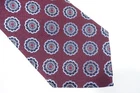 TASSO ELBA RAVENNA GEO PRINT BURGUNDY RED BLUE 3 INCH WIDTH SILK BLEND NECK TIE