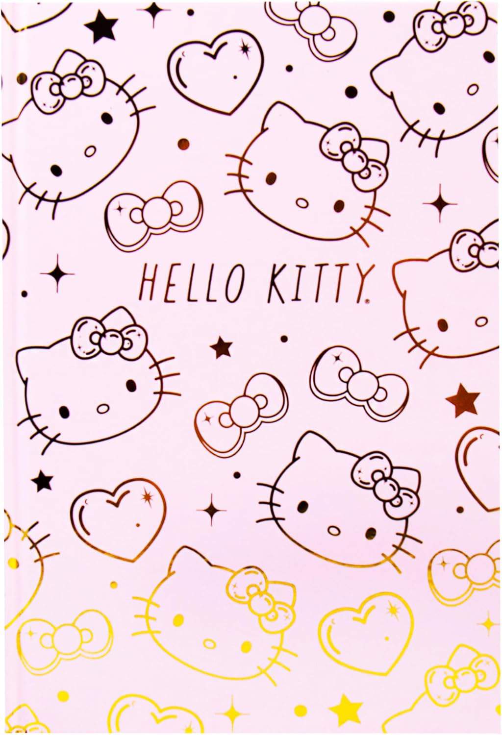 Hello Kitty Pink Gold Foil Lined Journal Kawaii Stationery Set with 87 Pages