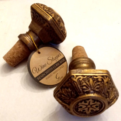 NEW Carson Ornate Wine Cork Base Stopper LOT Antiqued Bronze Resin Snowflake