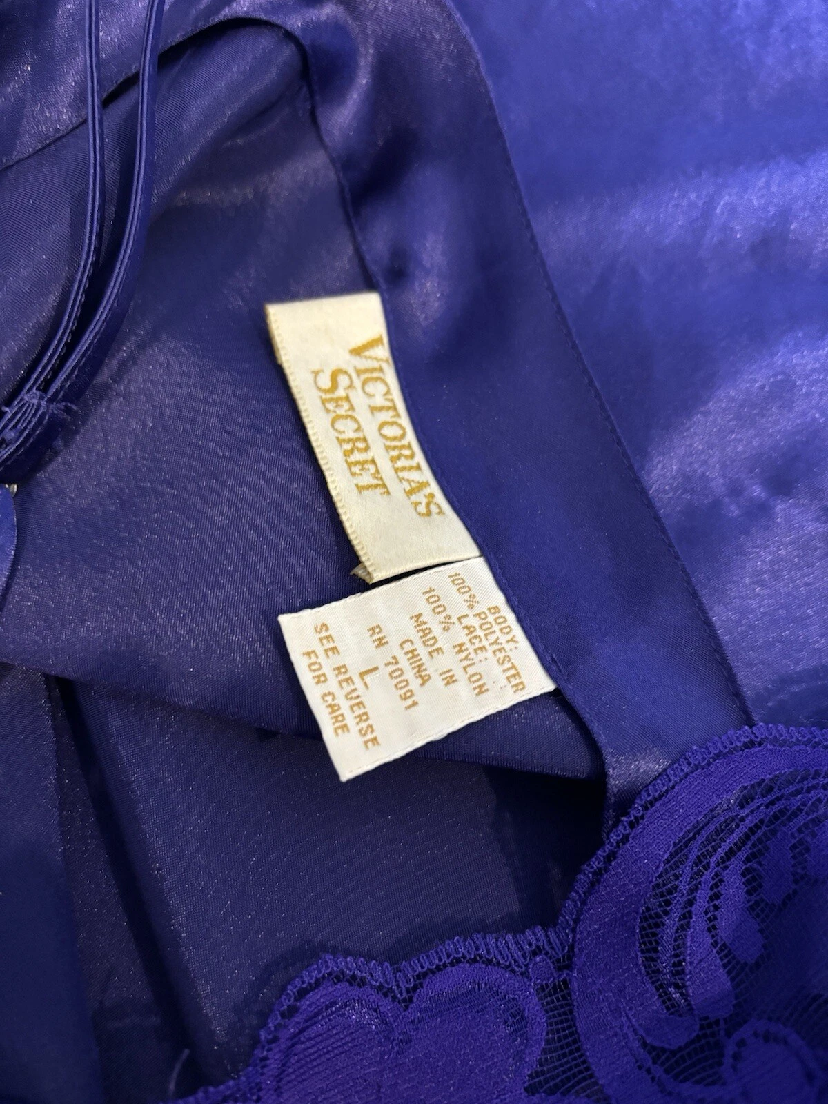 UNDERCOVER Abito slip anni 80 Victorias Secret etichetta oro L vintage viola stravagante Fairycore