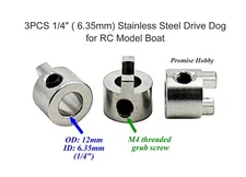 3PCS Stainless Steel 1/4" (6.35mm) Drive Dog for 1/4" Shaft Cable RC Model Boat