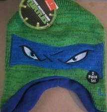 Teenage Mutant Ninja Turtles TMNT Leonardo Winter HAT With Gloves SET NEW NWT