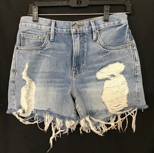 Frame Shorts Blue Denim Distressed Le 