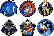 Set of All 6: 3 inch SpaceX Mission Insignia Stickers (Dragon x nasa logo decal)