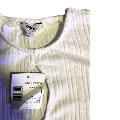 GBG Los Angeles Ribbed Keyhole Crewneck Shirt Size Small Cream Ivory Color - Picture 4 of 8
