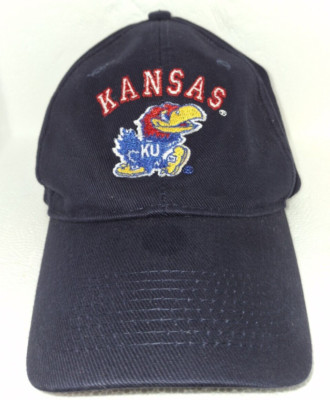 KU Rock chalk Jayhawk OTTO Cap Black Hook and Loop Pre-owned