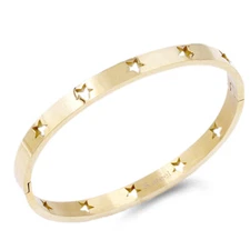 Stainless Steel with 10 Star Pattern Hinged Bangle Bracelets