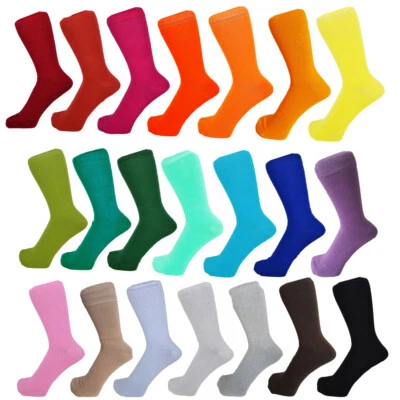 Unisex Men Fashion Cotton Rich Mid Calf Plain Color Ankle Socks One Size 6 -11