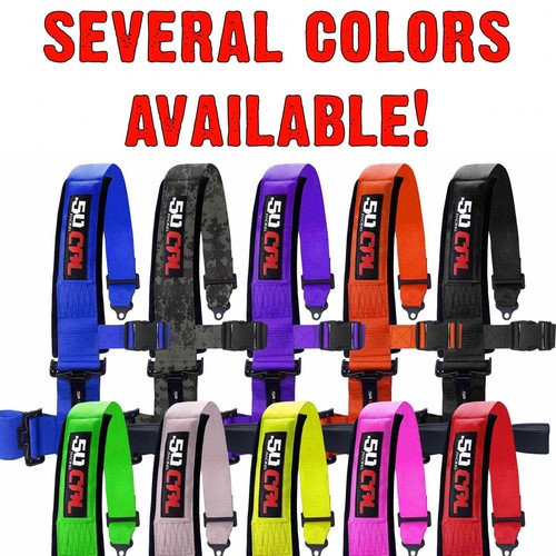 4 Point Off Road Harness 3" Belt Auto Style Buckle w Push Button Release - RED - Picture 12 of 13