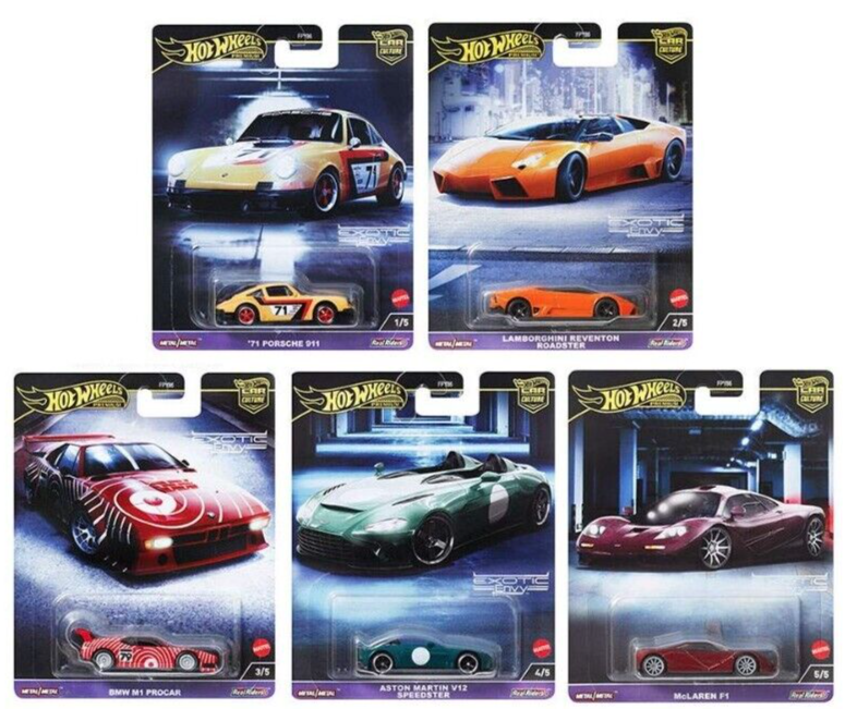 Hot Wheels Premium Car Culture 2024 Exotic Envy Set of 5, 1:64