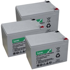 3 x Lucas LSLA12-12 12v 12ah Batteries for Powabyke & Sakura