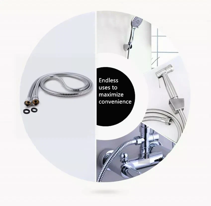 Manguera de ducha de mano de repuesto flexible de acero inoxidable de 60 pulgadas para autocaravana o hogar 5 pies Foto 2 de 4