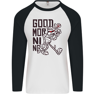 Good Morning Mummy Coffee Halloween Herren L/S Baseball T-Shirt