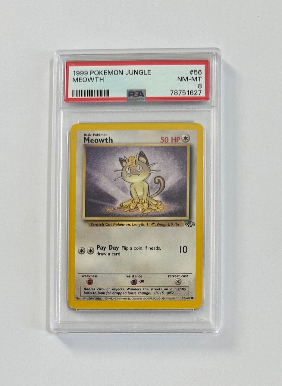 1999 Pokemon Jungle #56 Meowth PSA 8 NM-MT