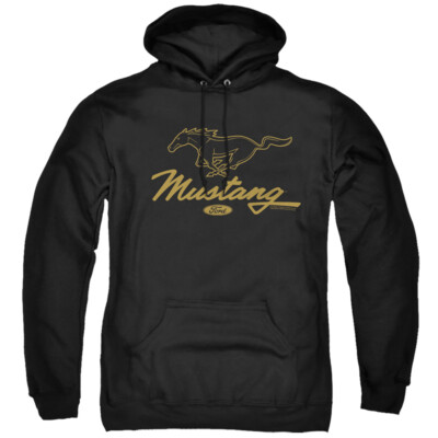 FORD MUSTANG PONY SCRIPT Licensed Hooded and Crewneck Sweatshirt SM-5XL