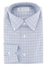 Luigi Borrelli Light Blue Plaid Cotton Shirt - Slim - 15.75/40 187