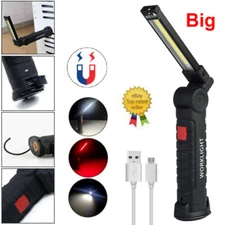 Big Work Light LED COB Mechanic Flashlight Lamp Rechargeable Magnetic Base Hook