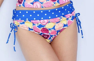 Blue Fruit Bikinihose Slip Foldover Top & tiefer Kordelzug an den Seiten Übergröße