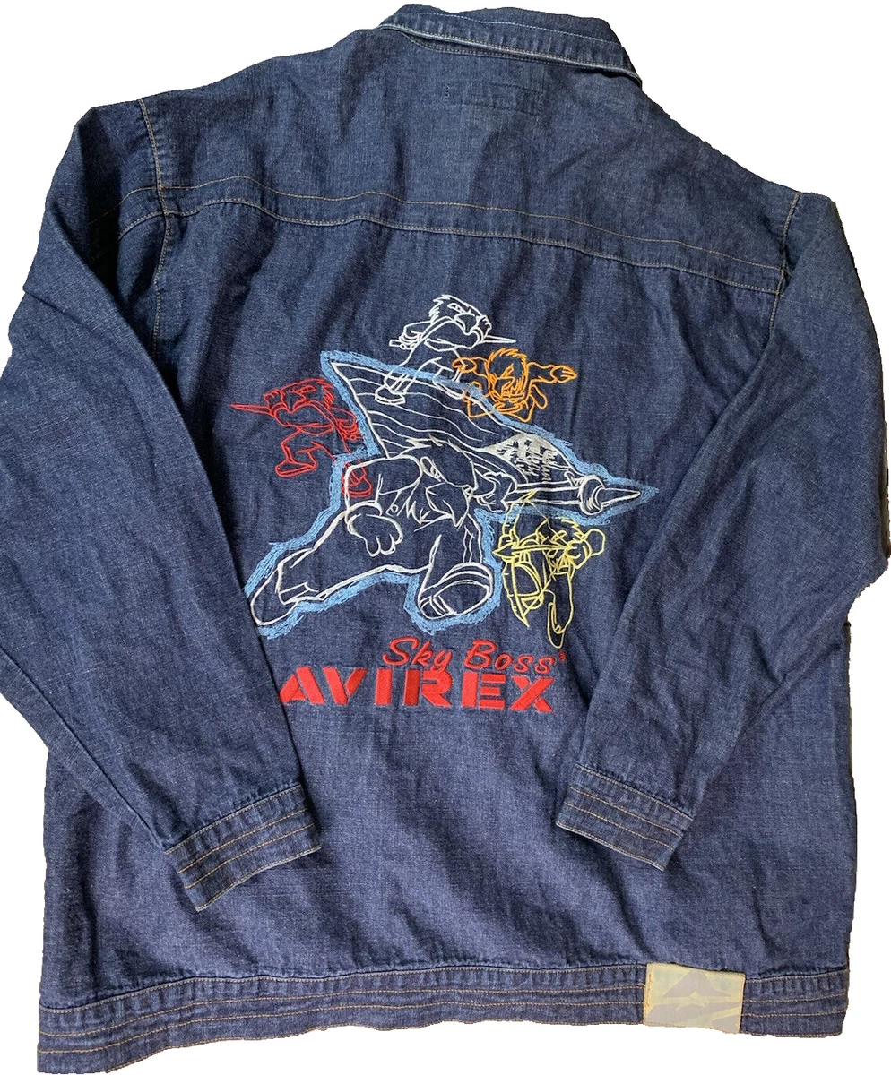 AVIREX　EMBROIDERY DENIM JAKET Avirex Embroidered Stitched Denim Work Jacket Disel XL | eBay