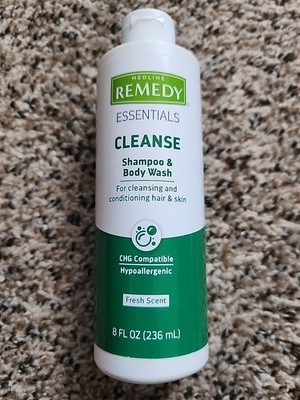 NEW Medline REMEDY Essentials 8 oz Cleanser Shampoo & Body Wash Gel NO RINSE