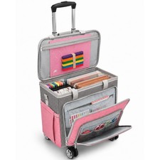 Rolling Teacher Tote Bag with Wheels Craft Storage Organizer Bag, Portable Wh...