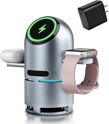 3-in-1 Charging Station for Multiple Devices, Charging Stand with Portable Bulti