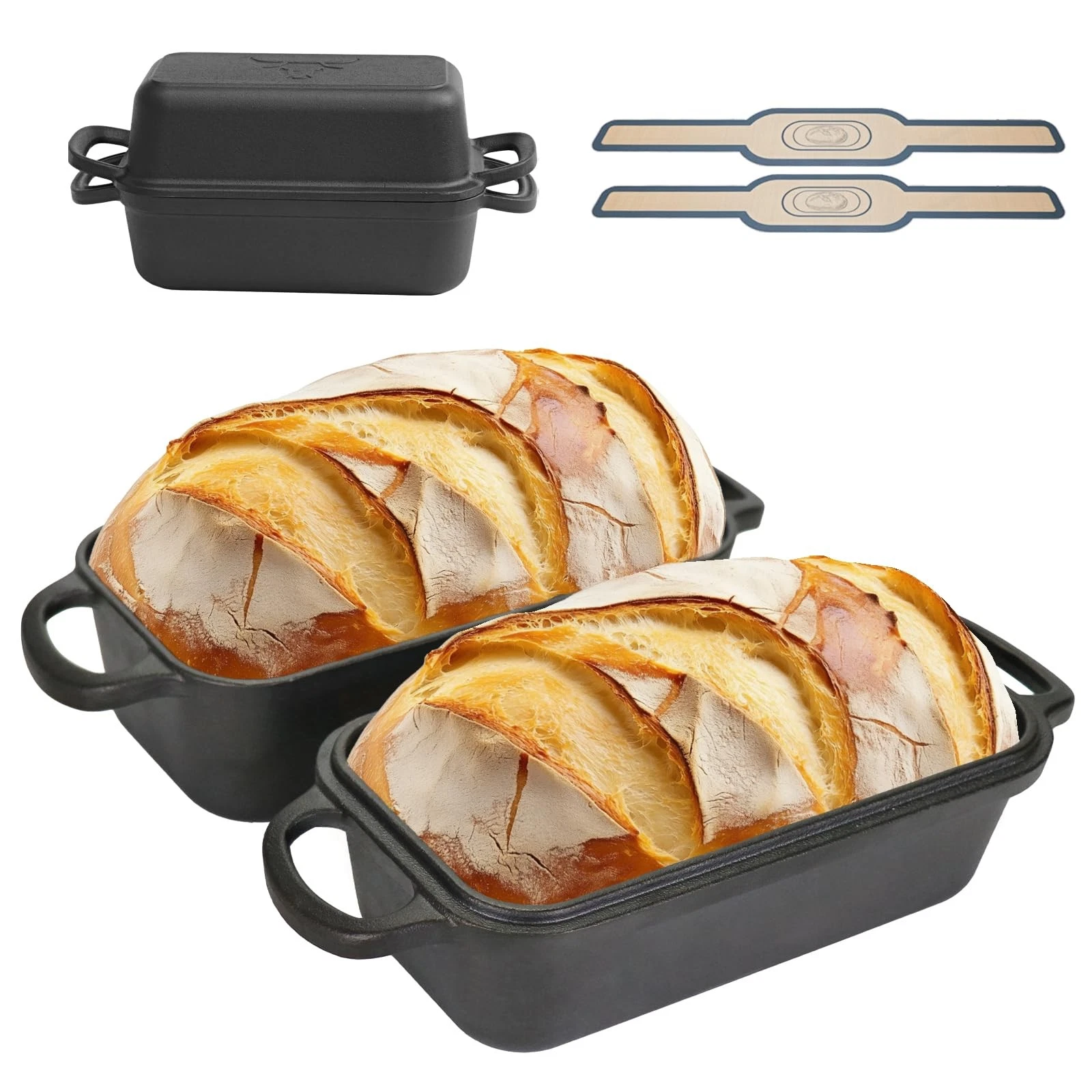 Cast Iron Bread Pan with Lid, Cast Iron Bread Loaf Pan with 2 Silicone Bread ...
Opens in a new wind