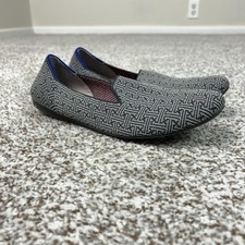 Rothys Shoes Womens Size 8 Gray Knit Flats Washable Slip On Recycled Round Toe