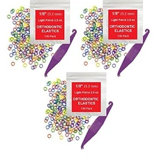 1/8 Inch Orthodontic Elastic Rubber Bands, 300 Pack, Neon, Light 2.5 Ounce Small
