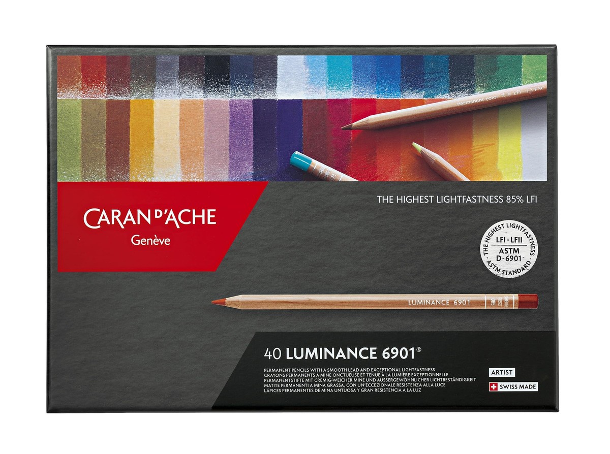 CARAN D'ACHE LUMINANCE 6901 40色セット Caran D'ache Luminance Colored Pencil Set of 40 (6901.740) NEW | eBay