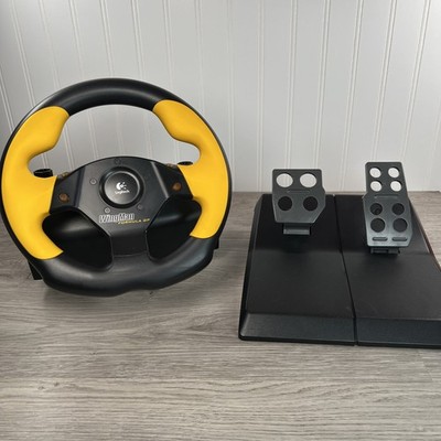Logitech WingMan Formula GP Steering Wheel and Pedals 863185-0000 WORKING