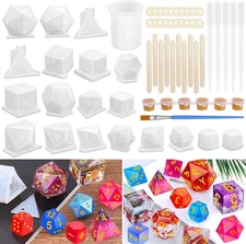 Resin Dice Molds, Shynek 19 Styles Polyhedral Game Dice Molds Set with Silicone