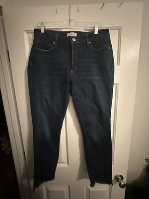 LOFT Women's Skinny Jeans Dark Wash Blue Denim Mid Rise 5-Pocket Button 10