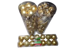 2-32ct GOLD & glitter Enchanted Forest Shatterproof ornaments & 13 ct C-mas UMbx