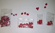 4 Pc Lot Vintage Czech Glass Bright Red Beads Round Lozenge Faceted Blue Red...