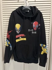Marvel 2024 Deadpool & Wolverine Graphic Hoodie Size Lg Best Bubs Embroidered