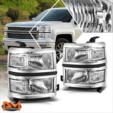 For 14-15 Chevy Silverado 1500 Factory Style Clear Corner Headlights Lamp Chrome
