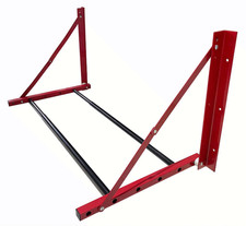 Folding wall tire rack for 32  48" wheels, red, garage mount